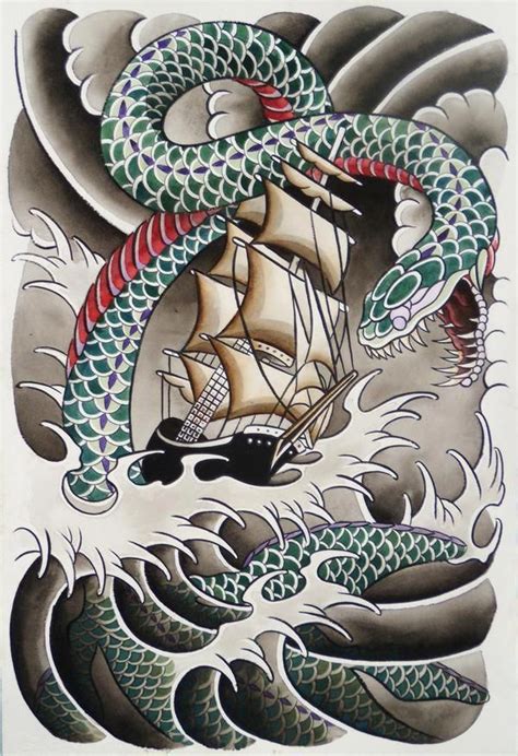 Pirate ship, leviathan, #stylishdragontattoos | Japanese dragon tattoo meaning, Monster tattoo ...