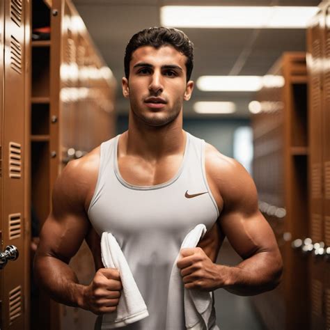 Hot Arab Footballer in Locker Room | Stable Diffusion Online