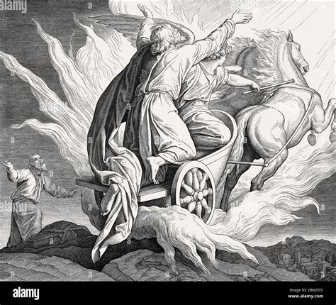 Prophet Elijah riding a flaming chariot across the sky, Old Testament, by Julius Schnorr von ...