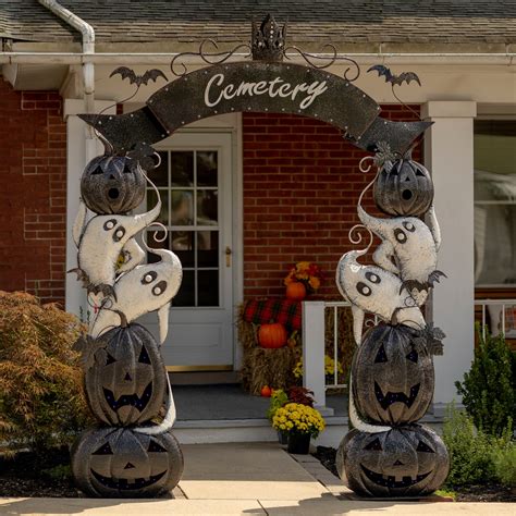 Large Halloween Cemetery Arch with LED Lights