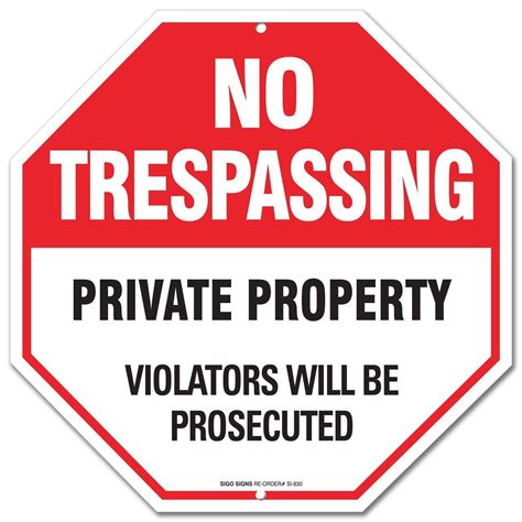 No Trespassing Sign - Private Property Sign - No Trespassing Violators Will Be Prosecuted ...