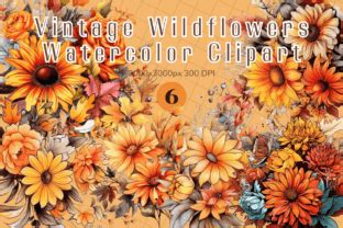 Vintage Wildflowers Watercolor Clipart Graphic by kennocha748 ...