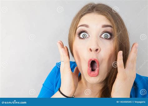 Funny woman being shocked stock image. Image of young - 143350545