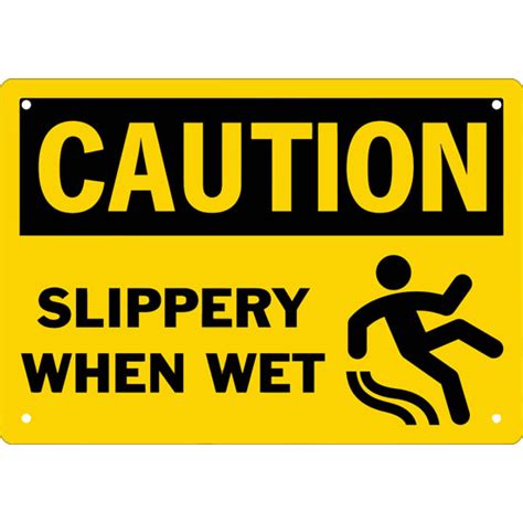 Caution Slippery When Wet Safety Sign