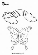 Coloring Page  Butterfly And Rainbow Download Printable PDF sketch template
