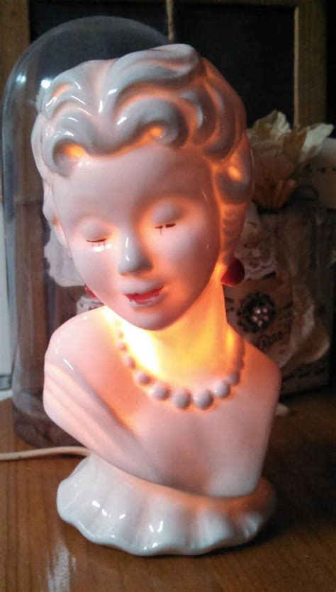 Vintage Deco Lady Head Perfume Lamp White Porcelain Night | Etsy ...
