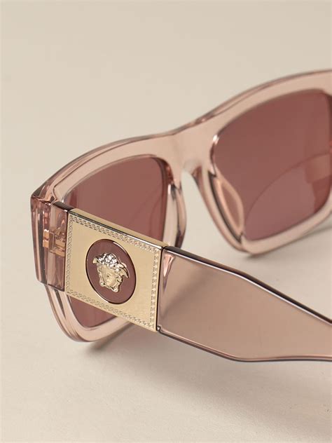 VERSACE: sunglasses in acetate with a medusa head - Pink | Versace ...