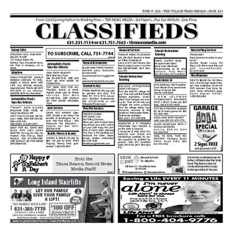 Classifieds | TBR News Media