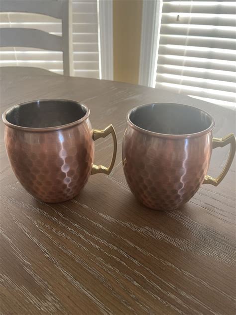Copper Moscow Hammered Mule Drinking Mug Brass Handle Health Benefits Set of 2 | eBay
