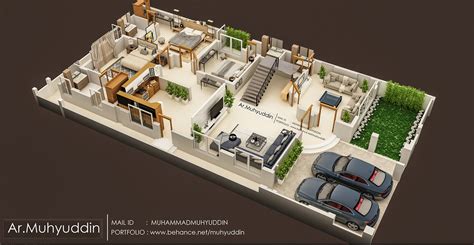 3D FLOOR PLAN OF LUXURY HOUSE :: Behance