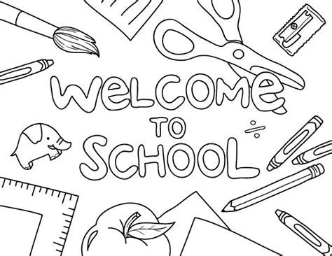 Free printable "Welcome to School" coloring page. Download it at https://museprintables.com ...