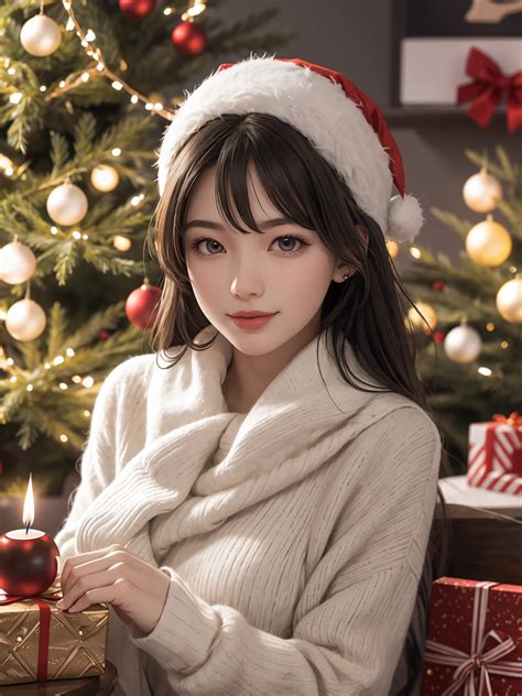 Anime Babe,Asian Babe,Christmas created with SeaArt AI
