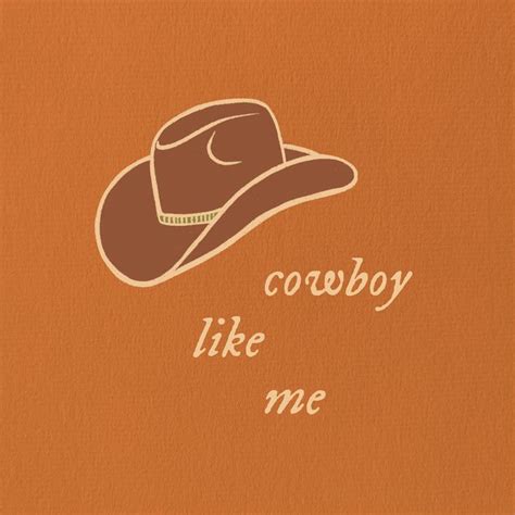 a cowboy hat with the words cowboy like me written in white on an orange background