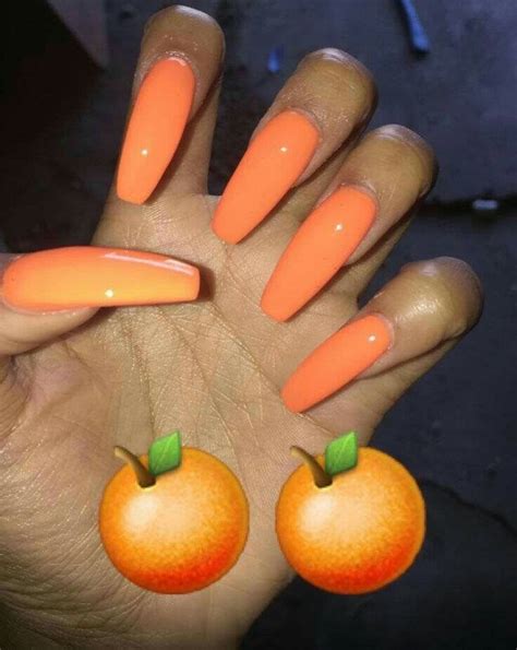 Acrylic Summer Nails Coffin, Coffin Nails, Orange Acrylic Nails, Orange Nails, Pastel Nails ...