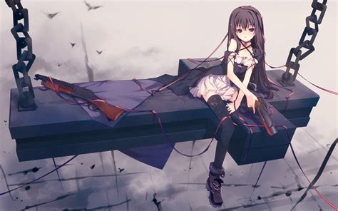 anime Girls, Gun, Unbreakable Machine Doll, Yaya, Birds, Thigh highs Wallpapers HD / Desktop and ...