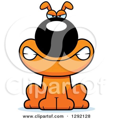 Clipart of a Cartoon Mad Orange Dog Snarling - Royalty Free Vector ...