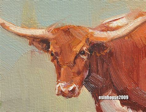 Texas Longhorn Cow Painting on Canvas Original Oil Painting | Etsy | Cow paintings on canvas ...