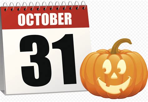 31 October Calendar Halloween Pumpkin Illustration | Citypng