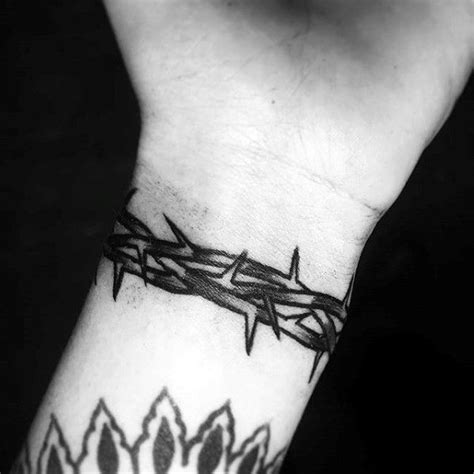 Mens Retro Thorns Shaded Wristband Tattoos Vine Tattoos, Wrist Tattoos For Guys, Small Tattoos ...