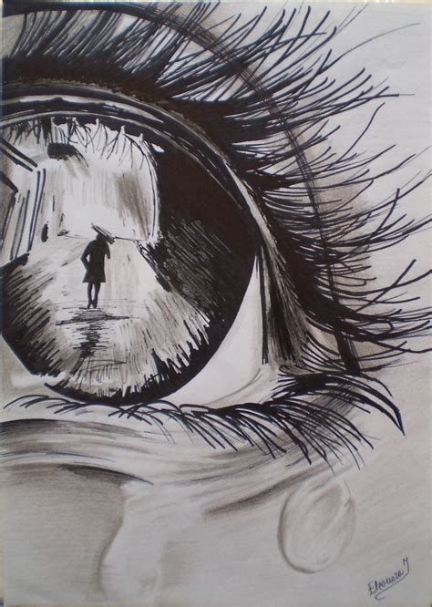 EYE on Behance #eye #reflection #goodbye #crying #lonely #tears #sadness #drawing #blackandwhite ...