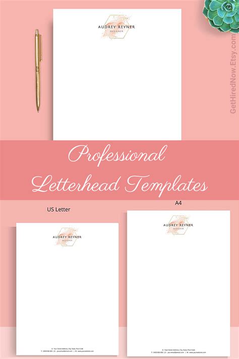 Letterhead Template for Word, Watercolour Letterhead, Custom Letterhead, Personal Letterhead ...