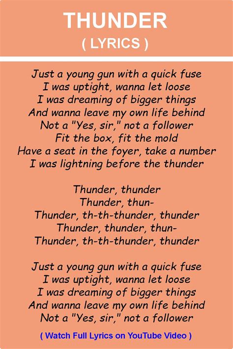 Imagine Dragons - Thunder (Lyrics) | Imagine dragons lyrics, Imagine dragons songs, Lyrics