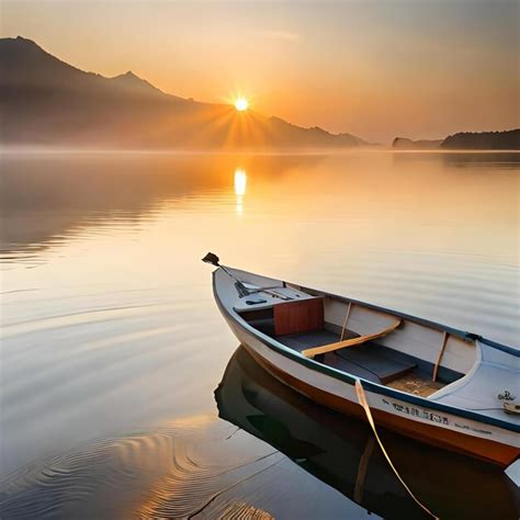 Premium AI Image | Sunrise mountain lake landscape