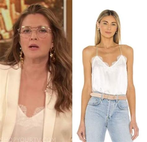 Drew Barrymore Show: September 2022 Drew Barrymore's White Lace Camisole Top | Shop Your TV