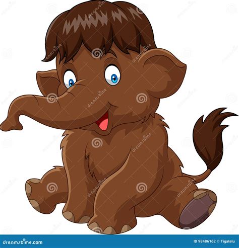 Cartoon Baby Mammoth Isolated On White Background Stock Vector - Illustration of sitting ...