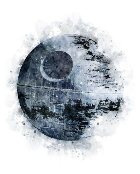 Death Star Art Print Watercolor Star Wars Printable Poster | Etsy ...