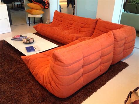 Ligne Roset Togo Sectional: Sofa, Corner and Loveseat in Orange Alcantara | Couches for sale ...