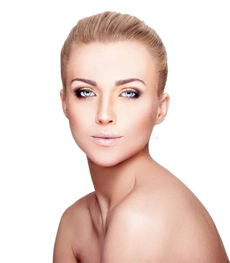 Beautiful Blond Woman Portrait on White Background. Face Beauty Stock Image - Image of pretty ...