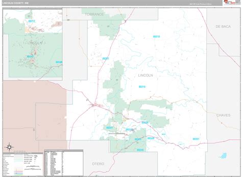 Lincoln County, NM Wall Map Premium Style by MarketMAPS - MapSales