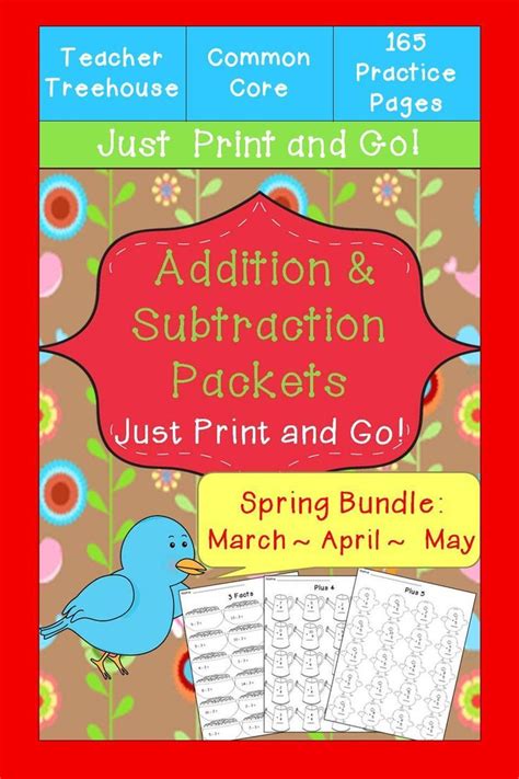 Spring Addition and Subtraction Worksheet Packets {Just Print & Go!} | Addition and subtraction ...