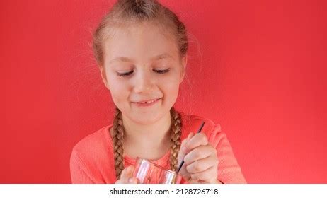 Child Eating Yogurt Jelly Pink Background Stock Photo 2124709658 | Shutterstock