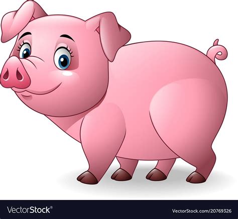 Vector illustration of Cartoon pig isolated on white background. Download a Free Preview or High ...