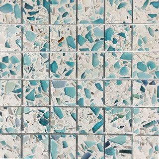 12"x12" Recycled Glass Mosaic Tiles for Backsplash, Floating Blue ...