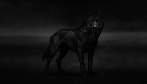 Dark Creature Artwork Animals Red Eyes Glowing Eyes Wolf Wallpaper - Resolution:2800x1602 - ID ...