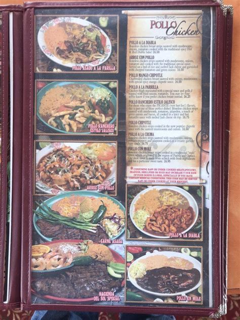 Menu at Hacienda Del Sol II restaurant, Benton City