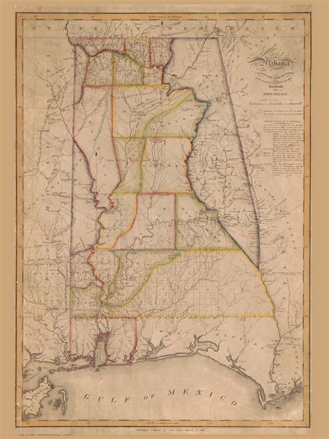 Alabama 1819 Melish - Old State Map Reprint - OLD MAPS