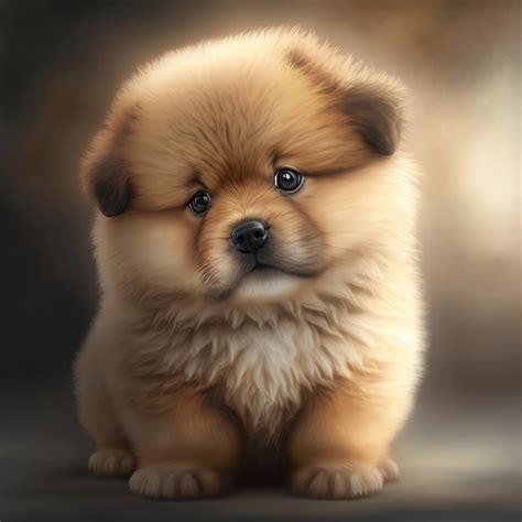 Premium Photo | Cute fluffy little puppy baby dog Illustration ...