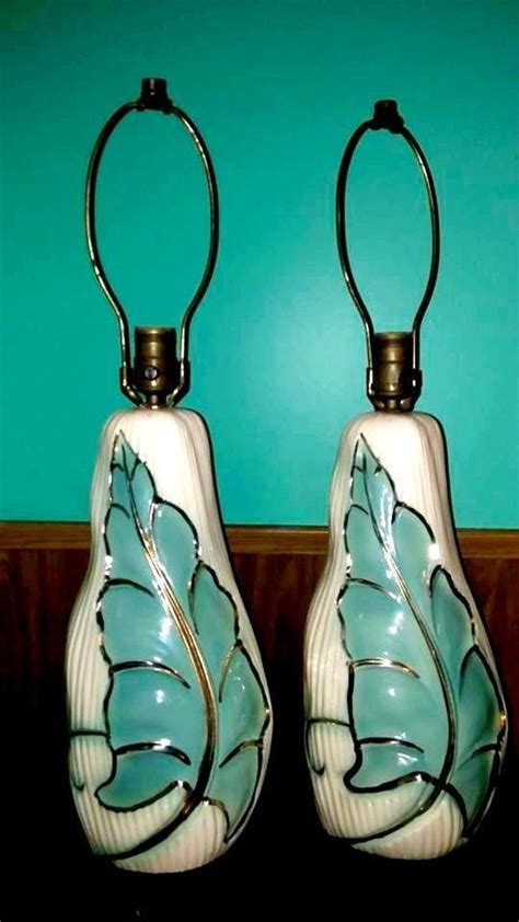 Vintage Pair of 1950s Turquoise Elephant Ear Leaf Lamps #Vintage | Beautiful floor lamps ...