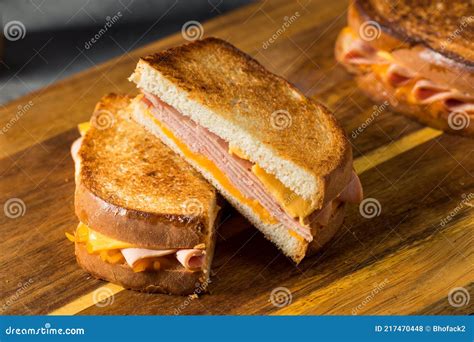 Homemade Ham and Grilled Cheese Sandwich Stock Photo - Image of toast ...