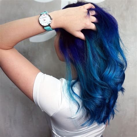 Blue Dip Dye Hair