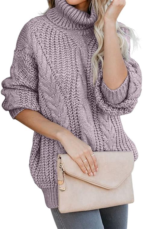 Chase Secret Turtle Cowl Neck Comfy Cable Knit Sweater | Best Women's Turtleneck Sweaters on ...