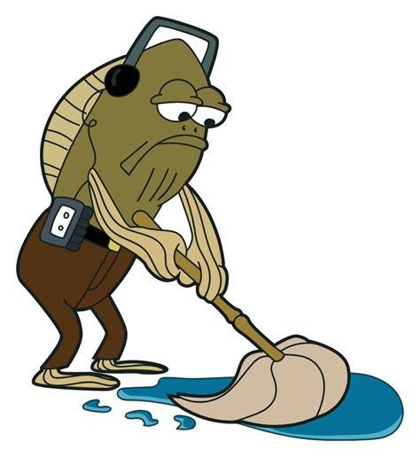 Fred the Fish Mopping Meme Sticker. A resident of Bikini Bottom Fred еру Fish, who washes the ...