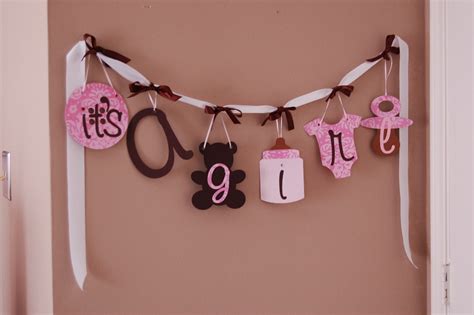 Pink and Brown Baby Girl Shower Banner by ParkersPrints on