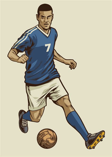 soccer player in hand drawing vintage style 21902209 Vector Art at Vecteezy