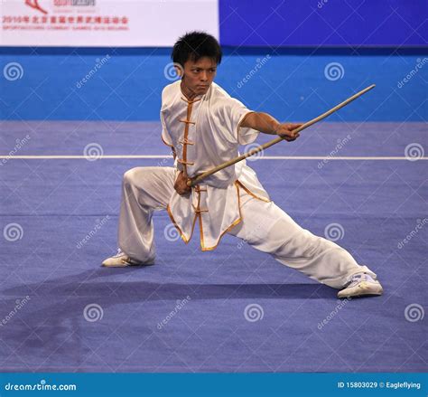 Wushu gun shu performance editorial stock image. Image of contest - 15803029