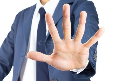 Businessman Stop Sign Hand Gesture Isolated on White Background Stock Image - Image of years ...